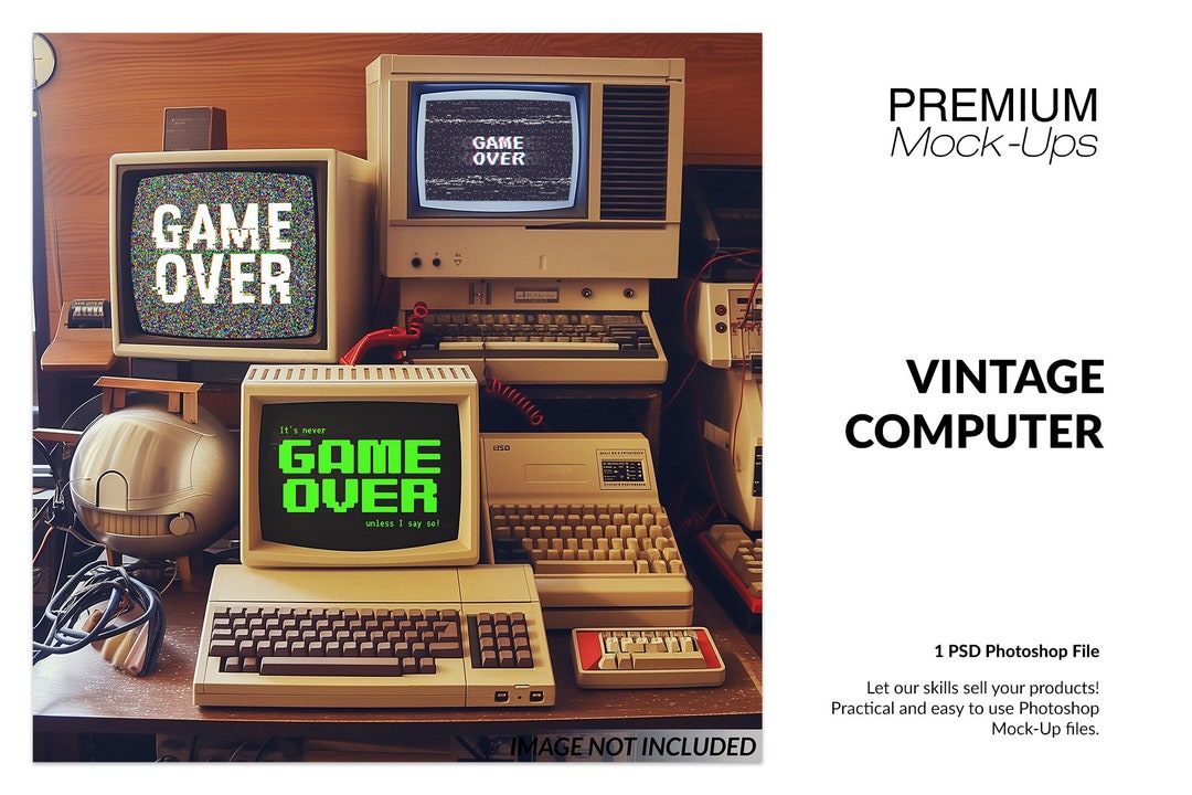 Vintage Computer Mockup | Photoshop Vintage Computer | Digital Vintage ...