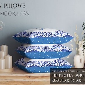 Boho Style Pillow Mockup | Photoshop Pillows | Cushions | Decorative Pillow | Digital Throw Pillow | Pillow Template | Square Cushion Mockup