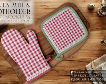 Oven Mitt and Potholder Mockups | Digital Oven Mitt & Potholder Templates | Photoshop Oven Mitt and Potholder Mockups |