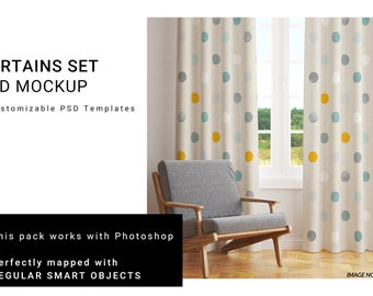 Curtains | Curtains Mockup | Photoshop Curtains Mockup | Linen Drapes| Curtain Panel | Custom Curtains|