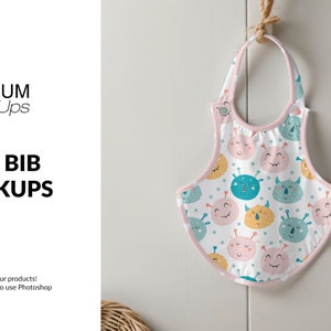Baby Bib Mockup | Digital Baby Bib Template | Photoshop Baby Bib Mockup | Textile Baby Bib Mockup | Blank Baby Bib Mockup |