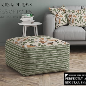 Pouf Mockup / Digital Pouf Mockup / 3 Shapes of Pouf Template / Digital Pouf Template / Customizable Pouf Mockups / Photoshop Pouf Mockup