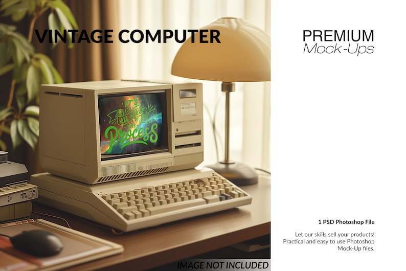 Rustic Computer Template Vintage Computer Mockup | Photoshop Vintage Computer | Digital Vintage ...