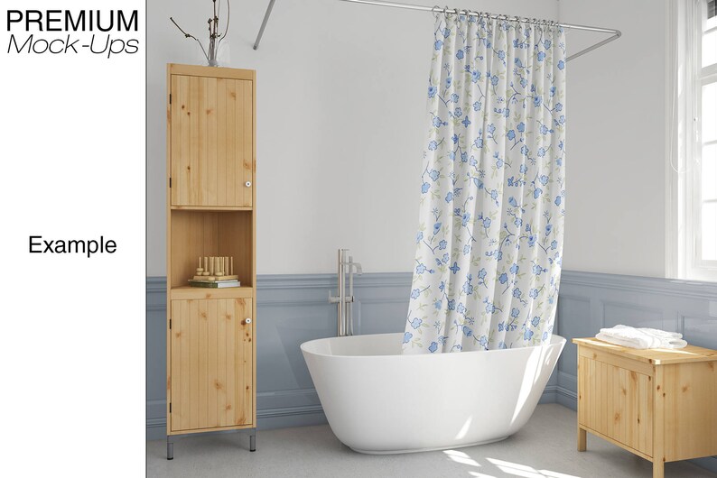Download Bath Curtain Shower Curtain Mockup Photoshop Shower | Etsy