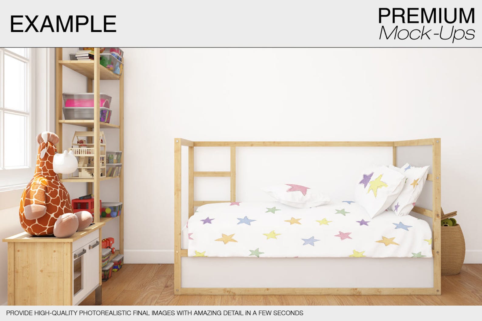 Download Kids Bed & Bedding Mockup Set Photoshop Kids Bedding ...
