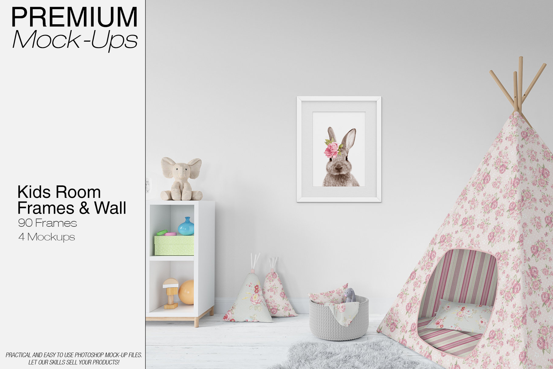 Kids Room and Frame Mockup Set Wall &amp; Frames Mockups Kids