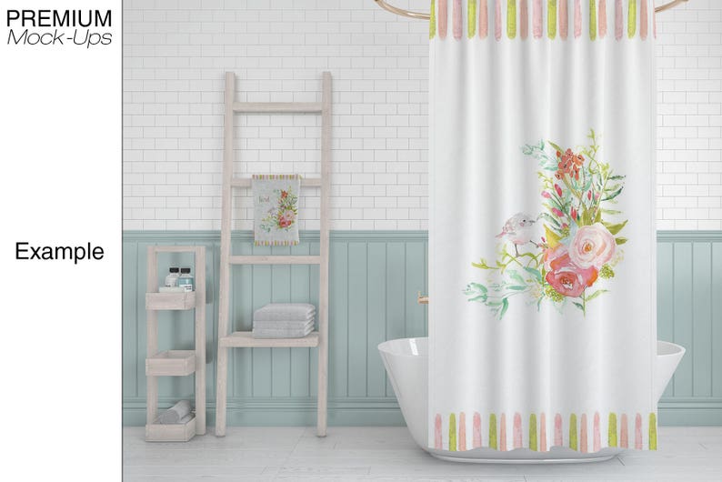 Download Bath Curtain Shower Curtain Mockup Photoshop Shower | Etsy