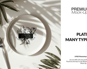 Plate Mockups | Ceramic Dish Mockup | Photoshop Porcelain Plate | Digital White Porcelain Plate | Digital Ceramic Plate Template