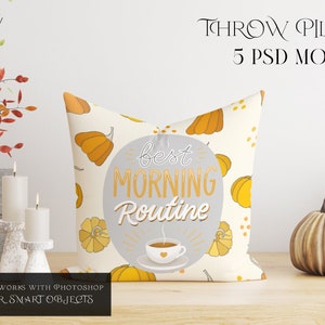 Boho Style Pillow Mockup | Photoshop Pillows | Cushions | Decorative Pillow | Digital Throw Pillow | Pillow Template | Square Cushion Mockup