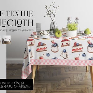Tablecloth Mockup | Table Cover | Digital Tablecloth Template | Dining Room Textile Mockup | Photoshop Kitchen Tablecloth Mockup