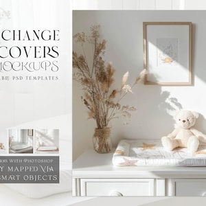 Baby Changing Pad Mockup Set | Kids Kendall Dresser & Changing Table Topper | Kids Kendall Dresser Mockup