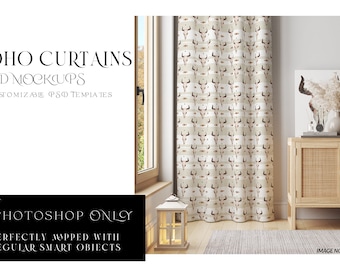 Curtains | Curtains Mockup | Photoshop Digital Curtains Mockup | Digital Linen Drapes | Curtains Mockup | Curtain Panel | Custom Curtains