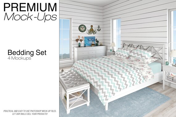 Bedding Mockups Set Coastal Style Bedding Mockups Etsy
