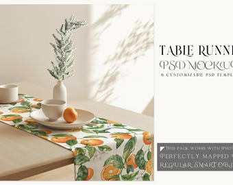 Table Runner Mockup | Table Runner Template | Digital Table Textile | Photoshop Table Runner |  Kitchen Table Runner Mockup