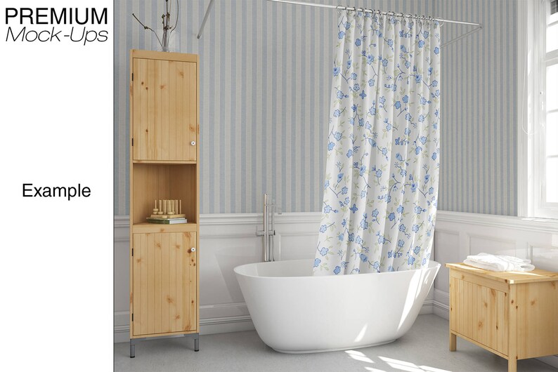 Download Bath Curtain Shower Curtain Mockup Photoshop Shower | Etsy