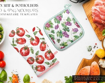 Oven Mitt and Potholder Mockups | Digital Oven Mitt & Potholder Templates | Photoshop Oven Mitt and Potholder Mockups |