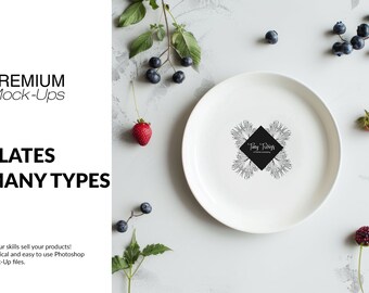 Plate Mockups | Ceramic Dish Mockup | Photoshop Porcelain Plate | Digital Porcelain Plate | Digital White Ceramic Plate Template