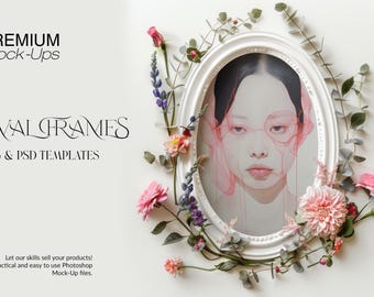 Oval Frames Mockup | Digital Oval Frames Mockups | Photoshop Oval Frames | Digital Floral Oval Frames Digital Mockups