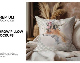 Boho Pillow Mockup | Cushions Template | Square Pillow | Digital Throw Pillow | Branding Pillow | Photoshop Pillow Template | Boho Cushion