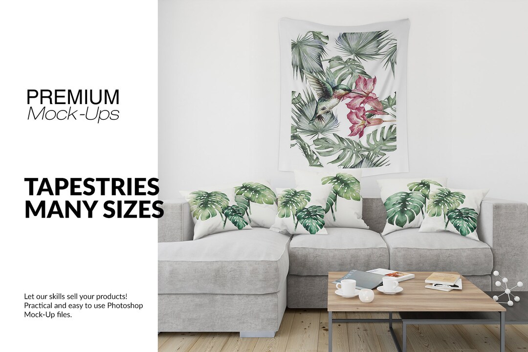 Tapestry in Living Room Mockups Tapestry Template Tapestry
