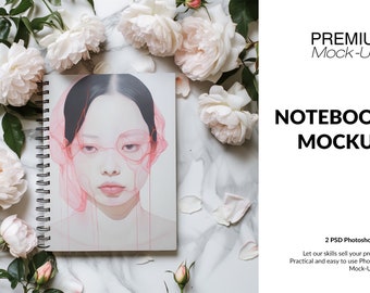 Notitieboekjemodel | Sjabloon voor digitaal notitieboekje | Photoshop-notitieboekjemodel | Aanpasbaar notitieboekje | Spiraalvormige notitieboekjesjabloon |