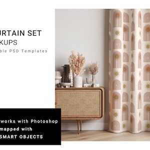 Boho Curtains | Curtains Mockup | Photoshop Digital Curtains Mockup | Digital Linen Drapes | Curtains Mockup | Boho Custom Curtains