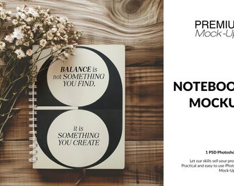 Notitieboekjemodel | Sjabloon voor digitaal notitieboekje | Photoshop-notitieboekjemodel | Aanpasbaar notitieboekje | Spiraalvormige notitieboekjesjabloon |
