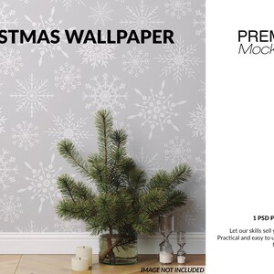 Xmas Wall Mockup | Photoshop Wallpaper Mockups | Custom Walls Set | Christmas Wall Art | Digital Wallpaper Mockup | Christmas Wall Decals