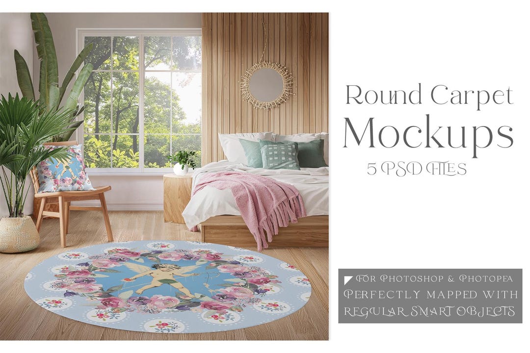 Round Rug Mockups | Round Carpet Template | Digital Round Carpet ...