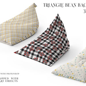 Triangle Bean Bag Chair Mockup / Digital Triangle Bean Bag Chair Mockup / 3 Types of Triangle Bean Bag Chair Templates