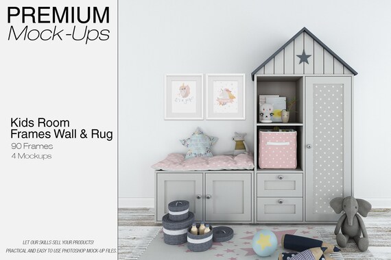 Kids Room And Frame Mockup Set Wall Frames Mockups Kids Etsy