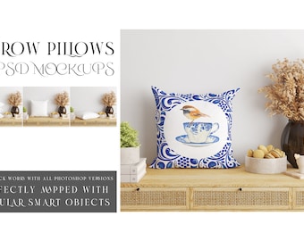 Square Pillow Mockup | Photoshop Pillows | Cushions | Decorative Pillow | Digital Throw Pillow | Pillow Template | Square Cushion Mockup