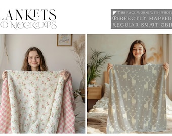 Blanket Mockup |  Digital Fleece Blanket Mockup | Photoshop Blanket Template | Digital Blanket Mockup | Digital Sherpa Blanket Mockup