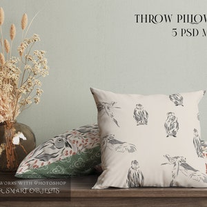 Boho Style Pillow Mockup | Photoshop Pillows | Cushions | Decorative Pillow | Digital Throw Pillow | Pillow Template | Square Cushion Mockup