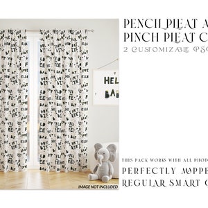 Nursery Curtains Template | Pinch Pleat and Pencil Pleat Curtains Mockup | Photoshop Curtains Mockup | Digital Nursery Curtains Mockup