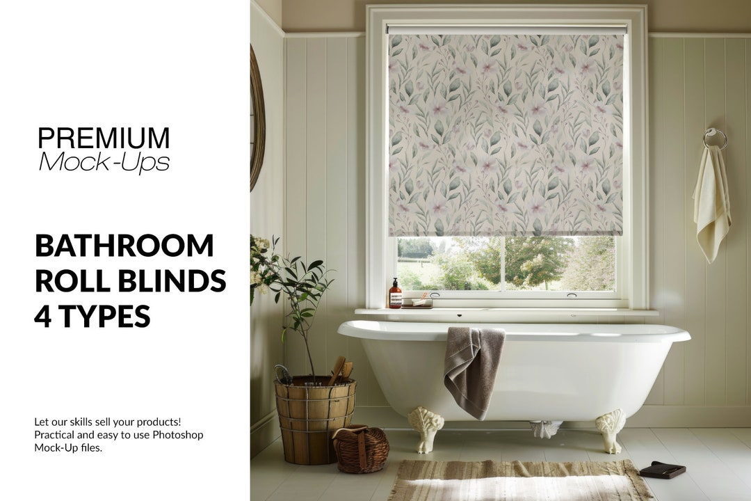 Bathroom Roll Blinds Mockup |roll Blinds Template | Digital Roll Blinds ...
