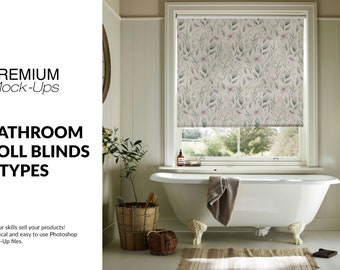 Bathroom Roll Blinds Mockup |Roll Blinds Template | Digital Roll Blinds| Photoshop Bathroom Roll Blinds| Roll Blinds Mockup| Bathroom Blinds