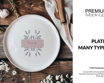 Plate Mockups | Ceramic Dish Mockup | Photoshop Porcelain Plate | Digital White Porcelain Plate | Digital Ceramic Plate Template