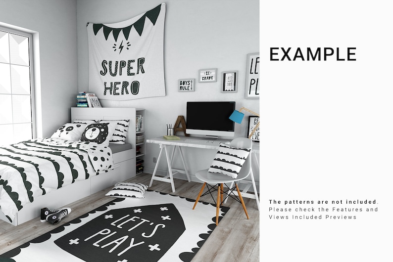 Boy�s Room &amp; Bedding Mockup Set Kids Bedding Etsy