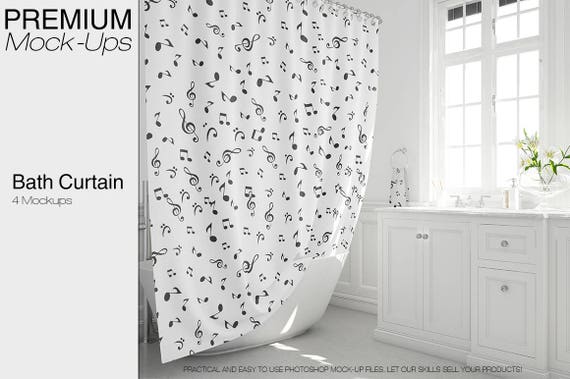 Download Bath Curtain Shower Curtain Mockup Photoshop Shower Etsy