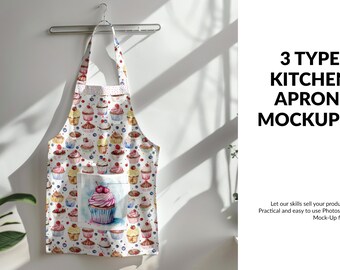 Kitchen Aprons Mockup | Digital Kitchen Apron | Kitchen Textile Apron | Apron Mockup | Custom Aprons | Photoshop Aprons Template| Apron PSD