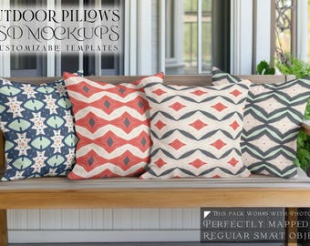 Outdoor Pillow Mockup | Outdoor Pillows Template | Outdoor Cushions | Digital Outdoor Pillows | Photoshop  Outdoor Pillows