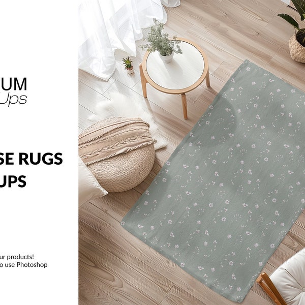 Viscose Rugs Mockup | Viscose Carpet Templates |  Living Room Carpets | Rugs Photoshop Mockup |Digital Rugs Mockups | Rug and Carpet Mockups