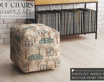 Pouf Mockup / Digital Pouf Mockup / 3 Shapes of Pouf Template / Digital Pouf Template / Customizable Pouf Mockups / Photoshop Pouf Mockups