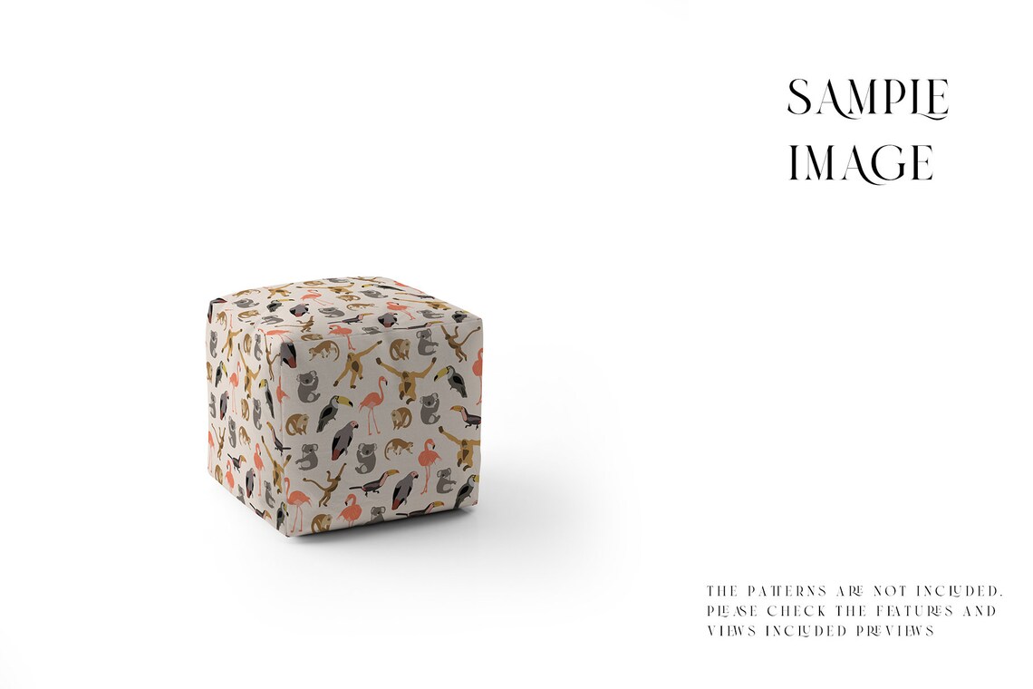 Pouf Mockup / Digital Pouf Mockup / 3 Shapes of Pouf Template / Digital ...