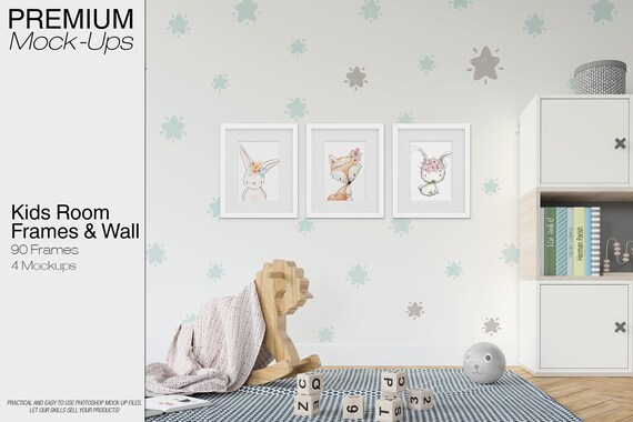 Kids Room And Frame Mockup Set Wall Frames Mockups Kids Etsy