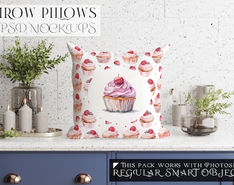 Throw Pillow Mockup | Photoshop Pillows | Cushions | Decorative Pillow | Digital Throw Pillow Mockup | Pillow Template | Cushion Mockup