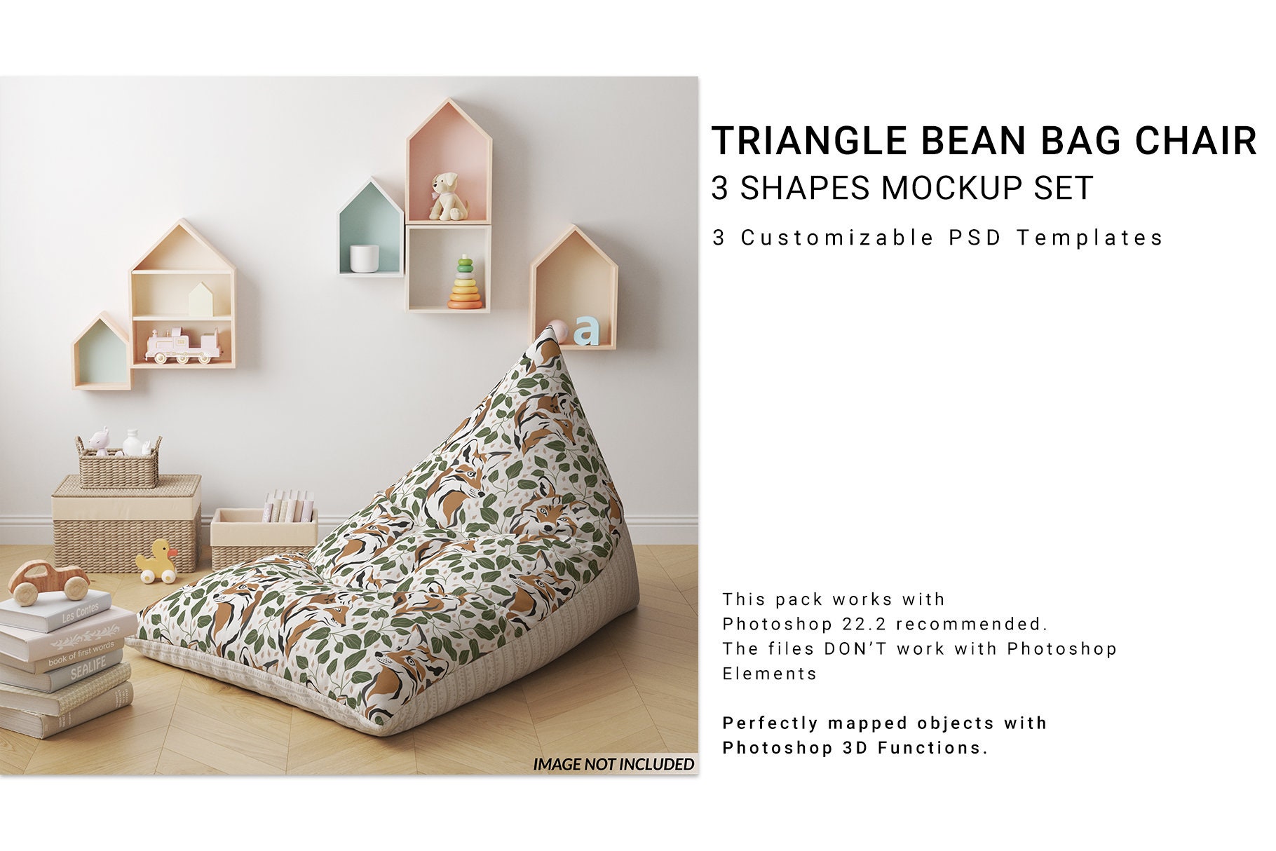Triangle Bean Bag Chair Mockup Digital Triangle Bean Bag Chair