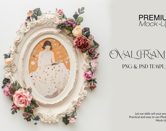 Oval Frames Mockup | Digital Oval Frames Mockups | Photoshop and Canva Oval Frames | Digital Floral Oval Frames Digital Mockups