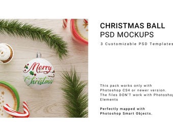 Christmas Ball Mockup | Xmas Ball Template | Photoshop Christmas Ball Template | Digital Christmas Ball | Holiday Ornament Mockup